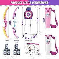 Vista 9 de Paquete de 2 arcos y flechas para niños de 4 a 6 años, juego de tiro con luz LED con 24 flechas de ventosa, 1 objetivo de pie, 6