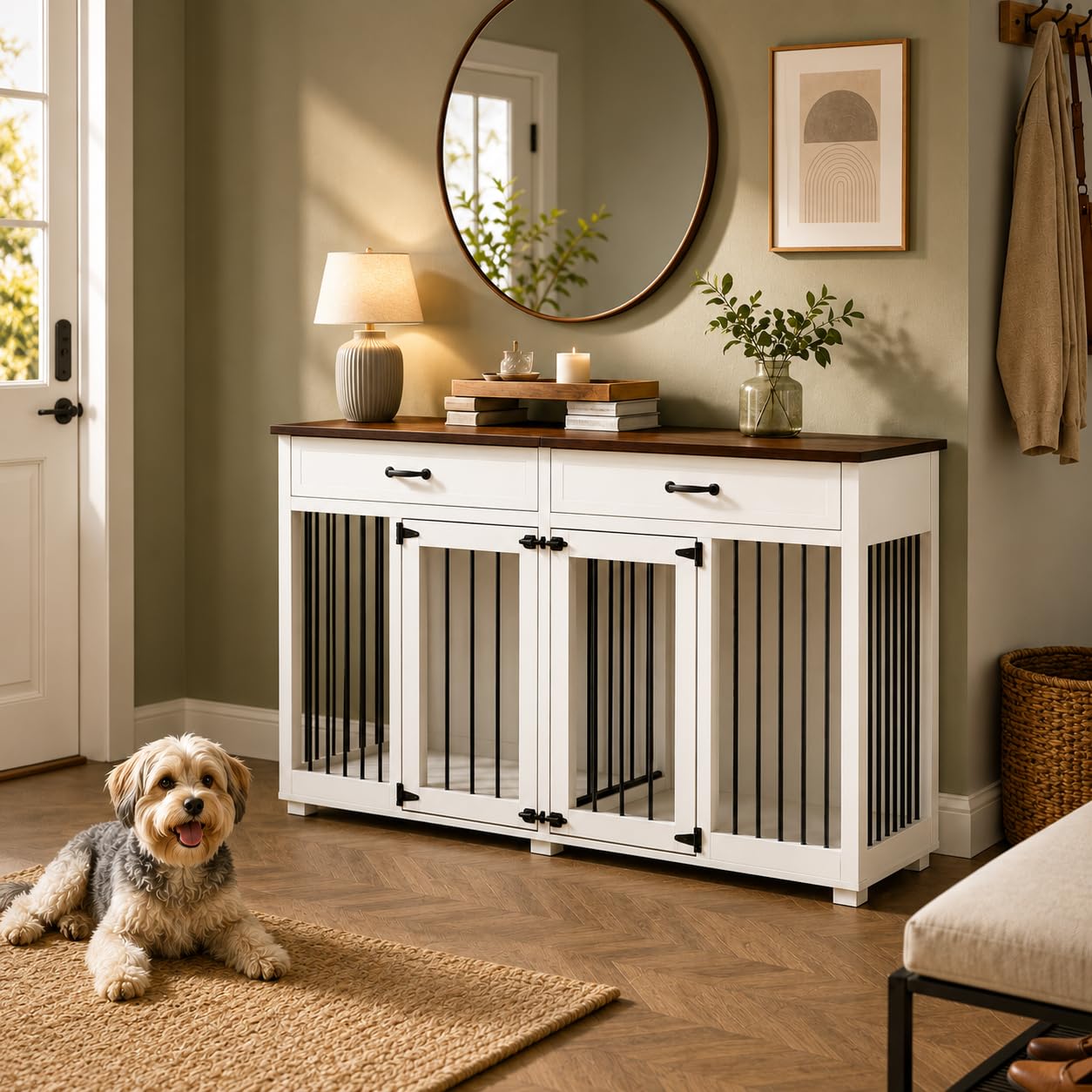 Gabbia XXL per Cani di Grandi Dimensioni - Box con 2 Ante per Interni e Trasporto, Tavola in PB + Ferro da Stiro, 164 x 80 x 60 cm, in Metallo