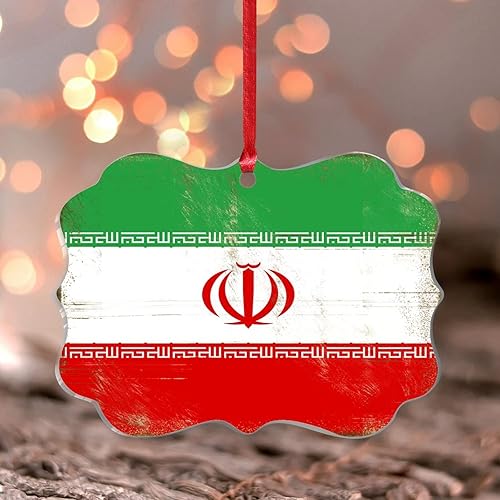 Adornos colgantes de Irans con bandera de ciudad recuerdo de Navidad decoración interior del hogar elegante redondo acrílico colgante para familia