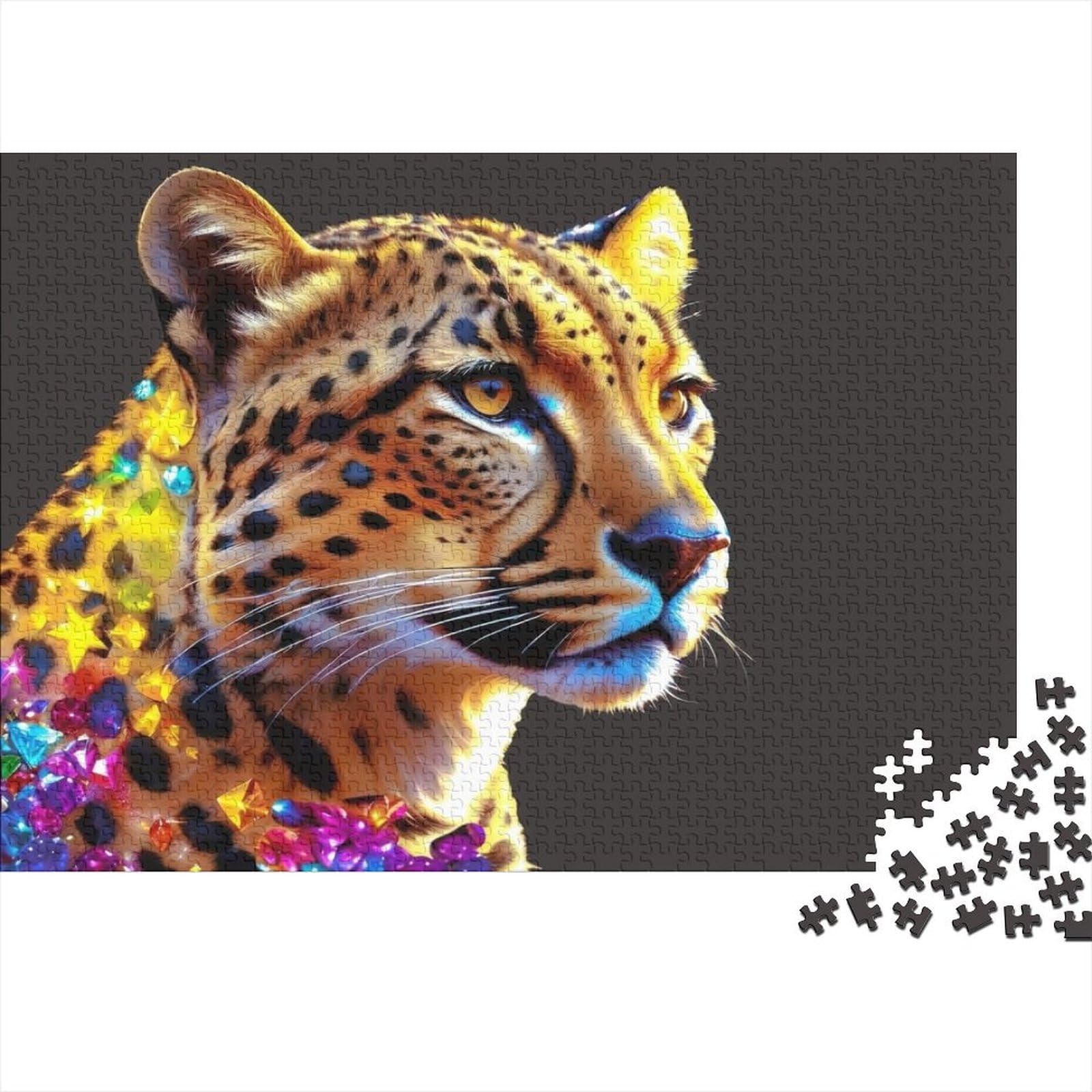 Leopard Colourful Art Style 1000 Piece Jigsaw Puzzle Paper Jigsaw Puzzle for Adults Relaxing Home Decor 52x38cm/1000pcs — image 1