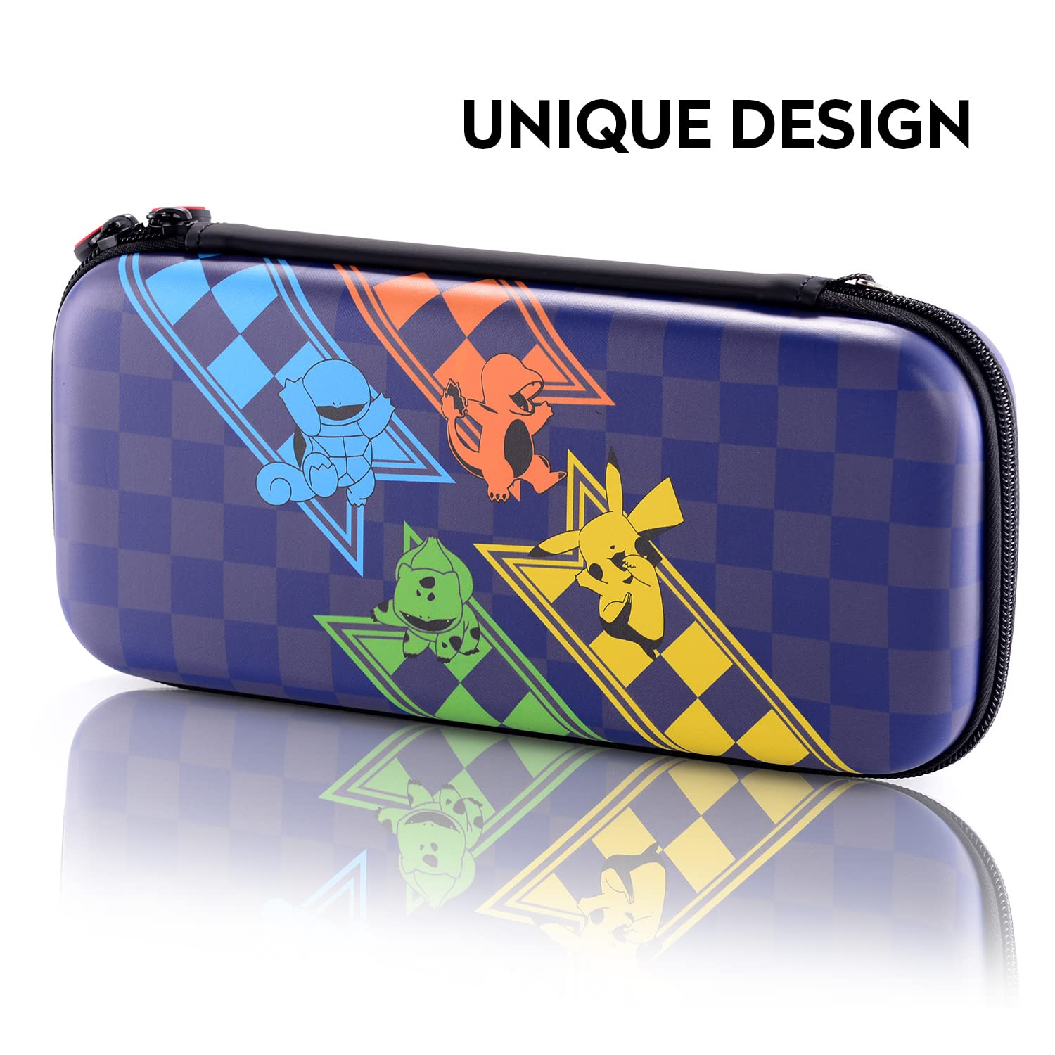 Bheddi Switch Carrying Case fits Switch/Switch OLED - Hard Shell Protective Portable Travel Carry Case with 10 Game Card Slots and 2 Tempered Glass Screen Protectors (GEN-ONE)