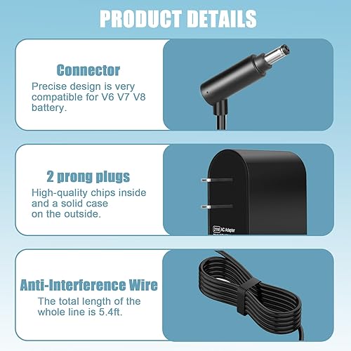 Miniatura 5 de KUNLUN Cargador de repuesto para batería de 21.6 V V6 V7 V8 DC58 DC59 DC61 DC62 SV03 SV04 SV05 SV06 AnimalAbsolutoFluffyMotorhead Aspirador, para