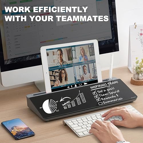 Vista 129 de TSJ OFFICE - Pizarra blanca para escritorio que se borra en seco para oficina, hogar y estudiantes, soporte para teclado de computadora, Base