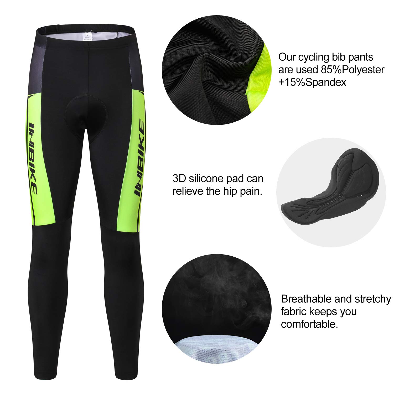 INBIKE Pantalon de Cyclisme Longue VTT Homme Femmes 3D rembourré Respirant séchage Rapide élastique antidérapant Pantalon de Cyclisme