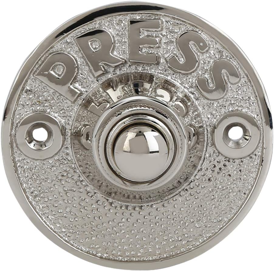 A29 Antique Brass Doorbell Button – 2 1/2" x 2 1/2" – Decorative Vintage Finish Push Button in Brass with Recess Mount – Wired for Two-Wire Chimes, Easy DIY Install, Weather Resistant Outdoor Use