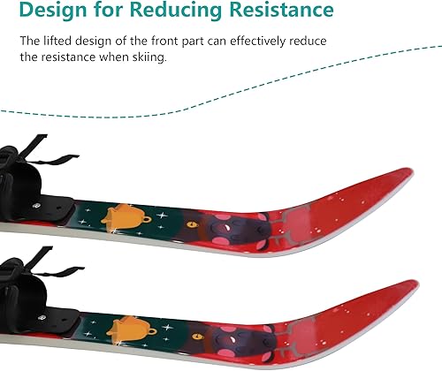 Miniatura 5 de LONABR Juego de poste y esquí de nieve ligero con fijaciones, equipo de esquí de nieve resistente de 26 pulgadas para principiantes de niños (rosa)