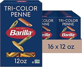 Barilla Tri-Color Penne Pasta, 12 oz. Box (Pack of 16) - Non-GMO, Made w...