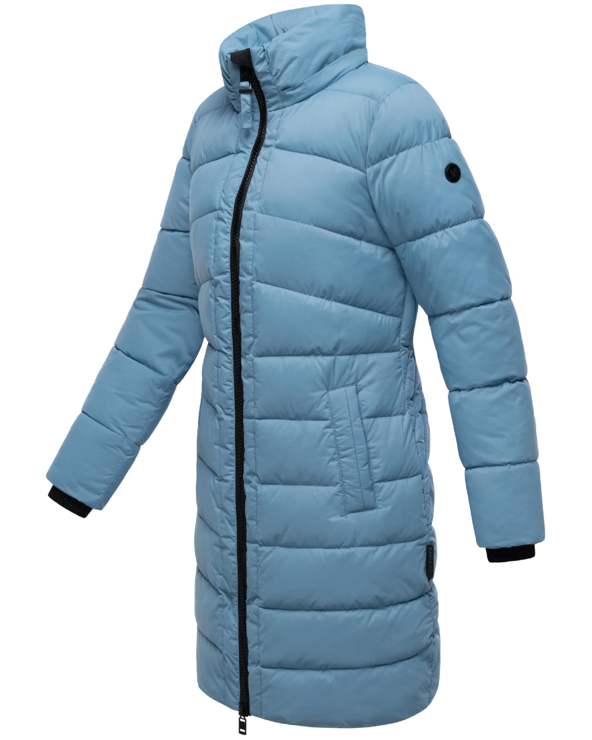 MARIKOO Damen Langer Wintermantel warmer Steppmantel mit abnehmbarer Kapuze Kaltnäschen 16 S-3XL