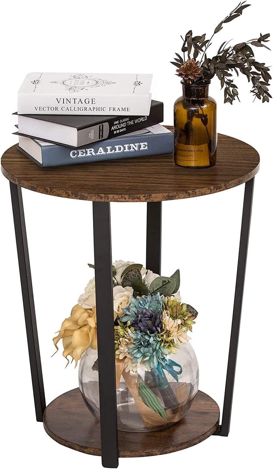 GOOD & GRACIOUS Round End Table Side Table for Living Room Sofa Couch