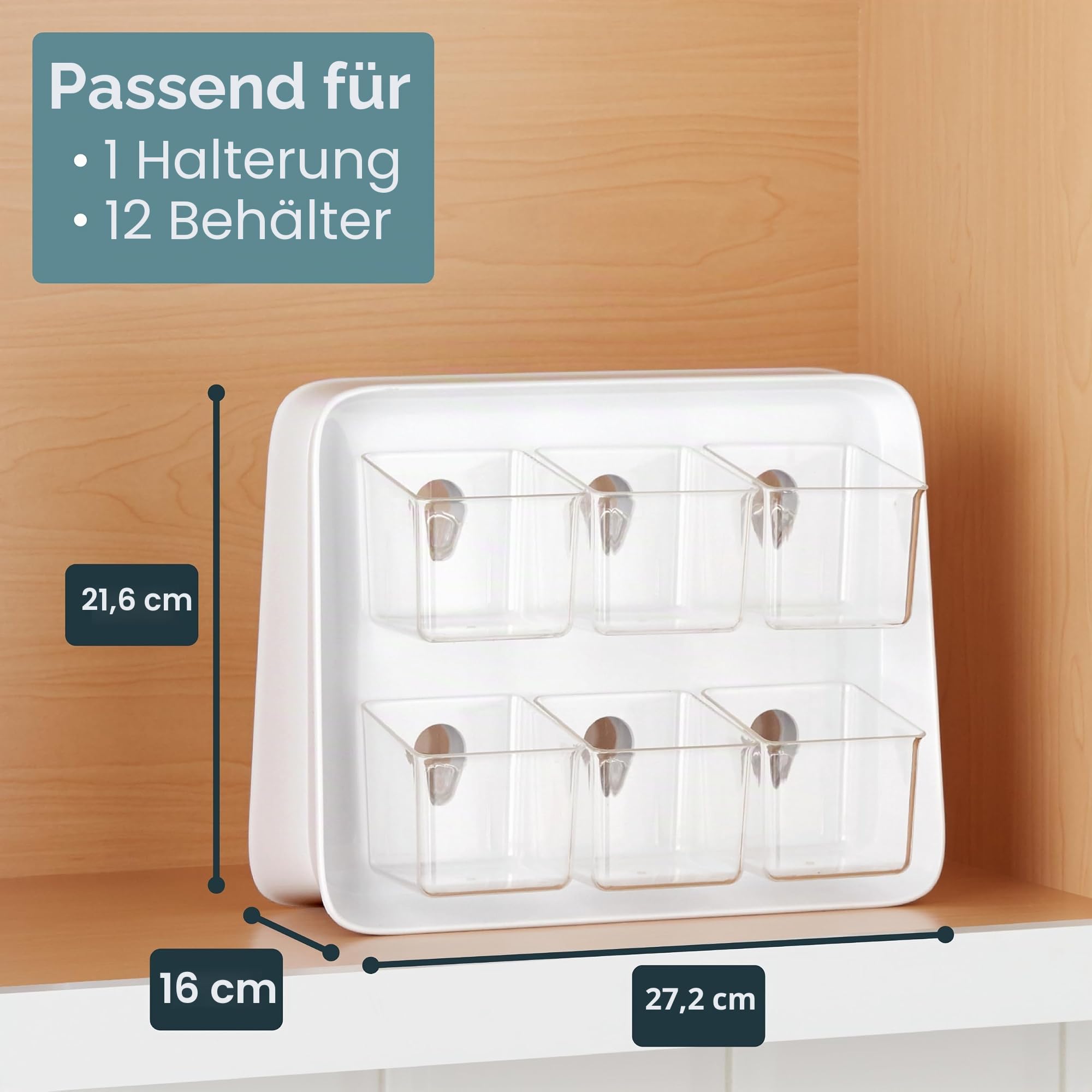 YouCopia 1 Teeständer TeaStand Teebeutel-Organizer mit transparenten, abnehmbaren Behältern, Schrank oder Speisekammer, Kunststoff, farblos