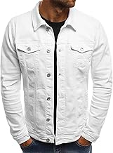 amropi Veste en Jean pour Hommes Blouson en Denim Jacket avec Boutons et Poches