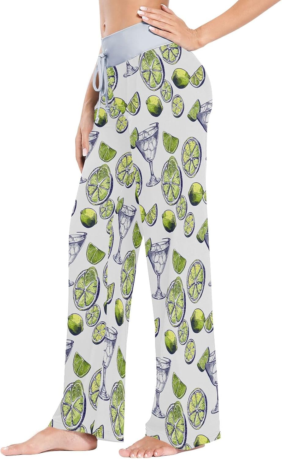 Womens Pajama Pants Soft Sleepwear Drawstring Wide Leg Lounge Long Bottoms XS-XL