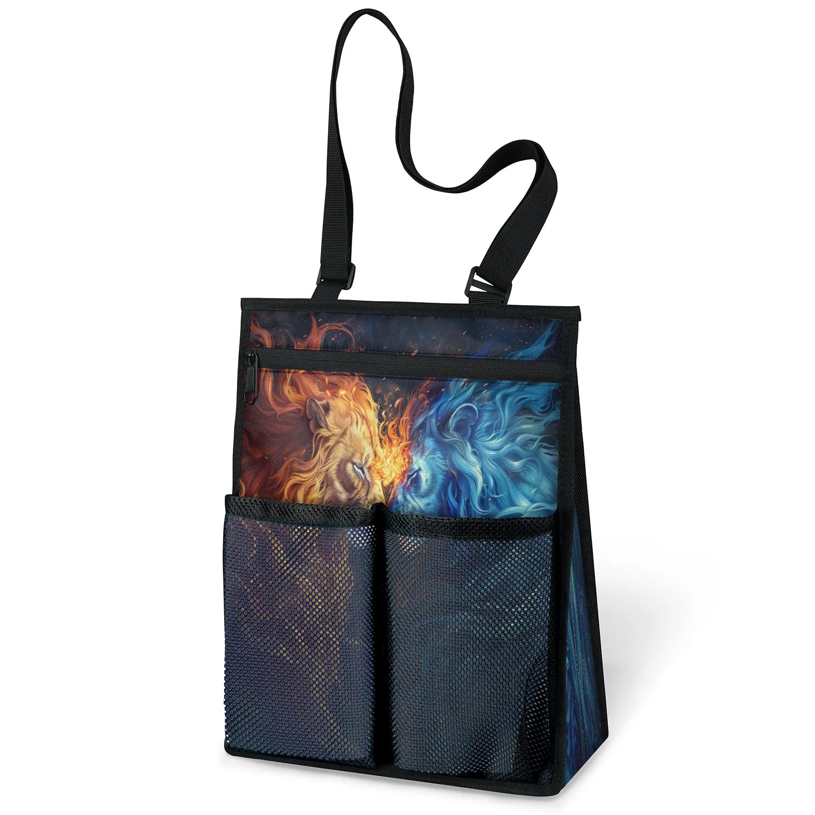 Ourtheme Lions Pattern Portable Shower Bag for Travel Gym Camp Beach Tote Shower Caddy Bags Hanging Toiletry Organizer