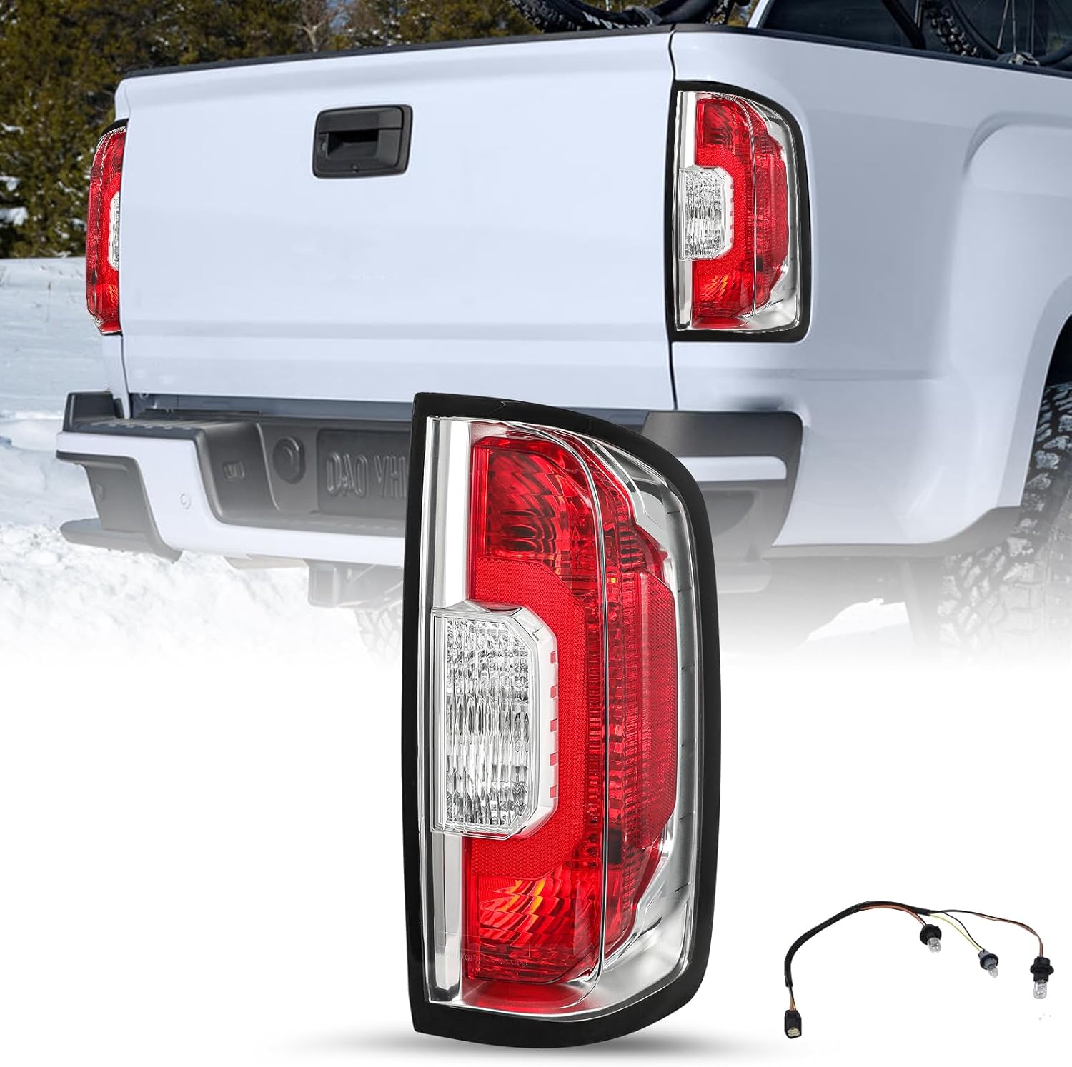 SOCKIR Fit for 2015-2022 GMC Canyon Tail Light Assembly Replacement Halogen Outer Rear Taillight OE Direct Brake Tail Lamp with Wiring Harness & Bulbs Pair Set LH+RH