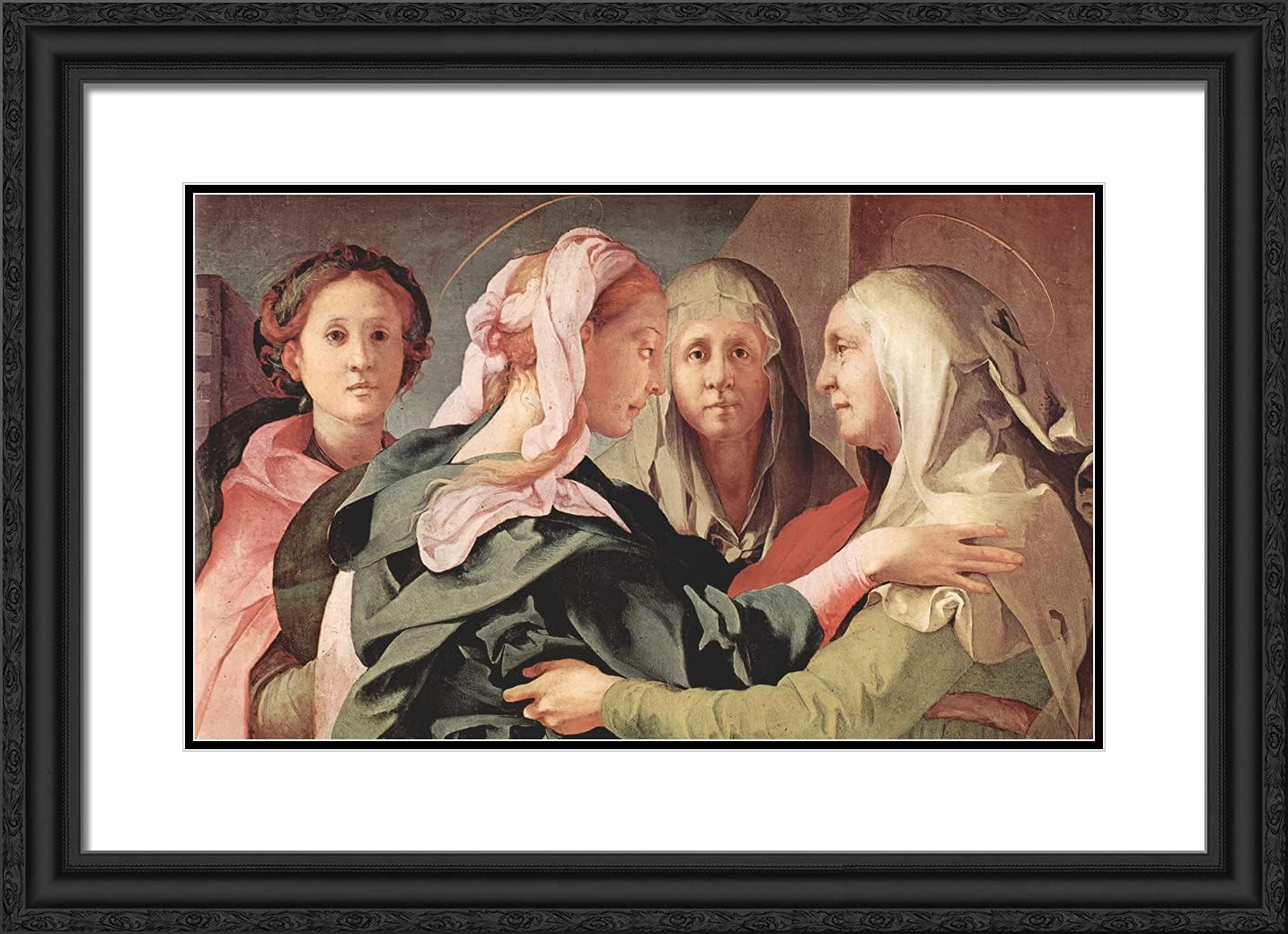 ArtDirect Pontormo, Jacopo 24x18 Gold Ornate Framed Art Print with Double Matting Titled: Visitation, Detail lV