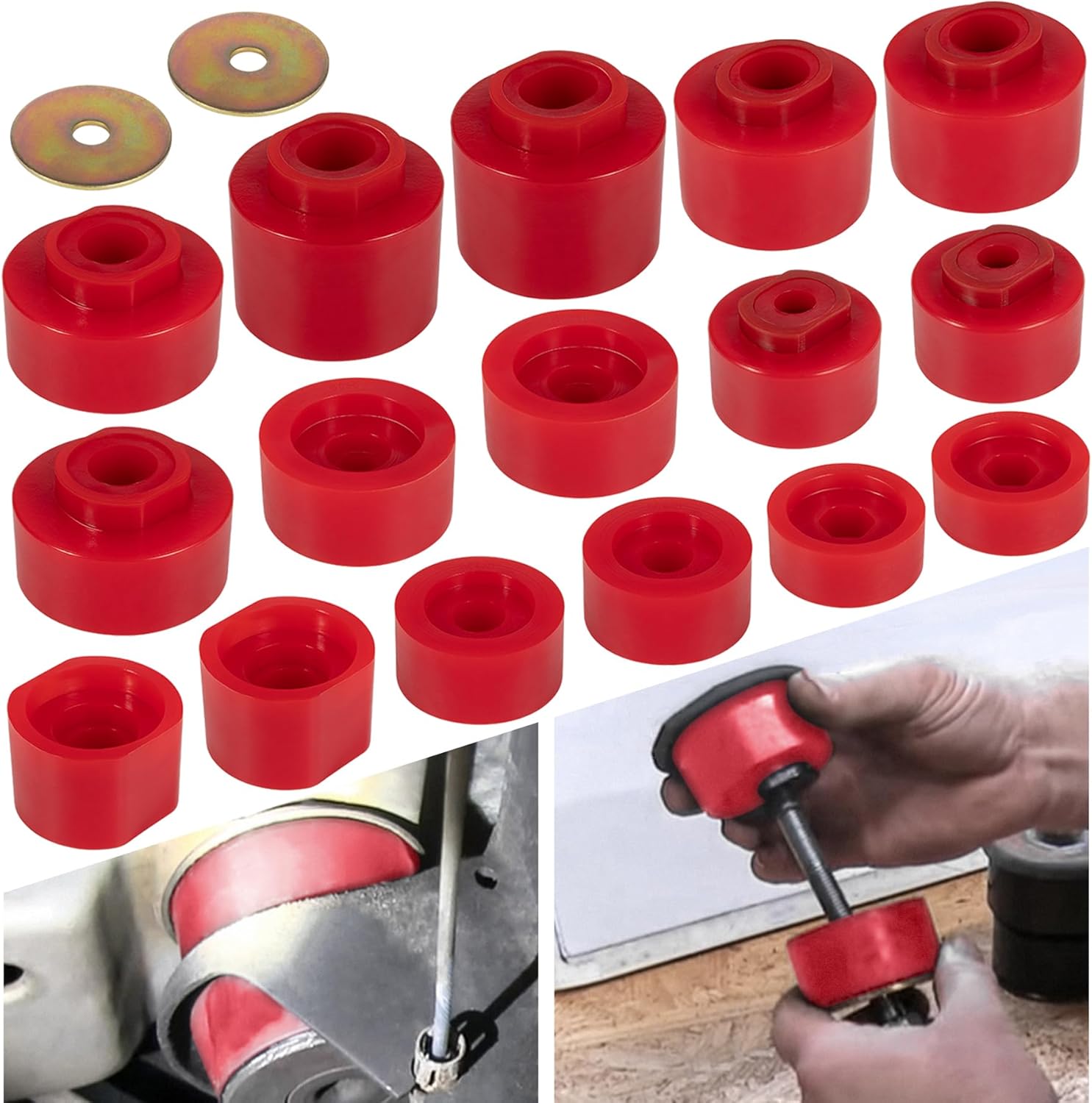 6-116 Body Mount Bushings Kit Compatible with Ford Explorer Sport Trac 2001 2002 2003 2004 2005 2WD/4WD Durable Polyurethane Upgraded Design Red (18 Pcs)
