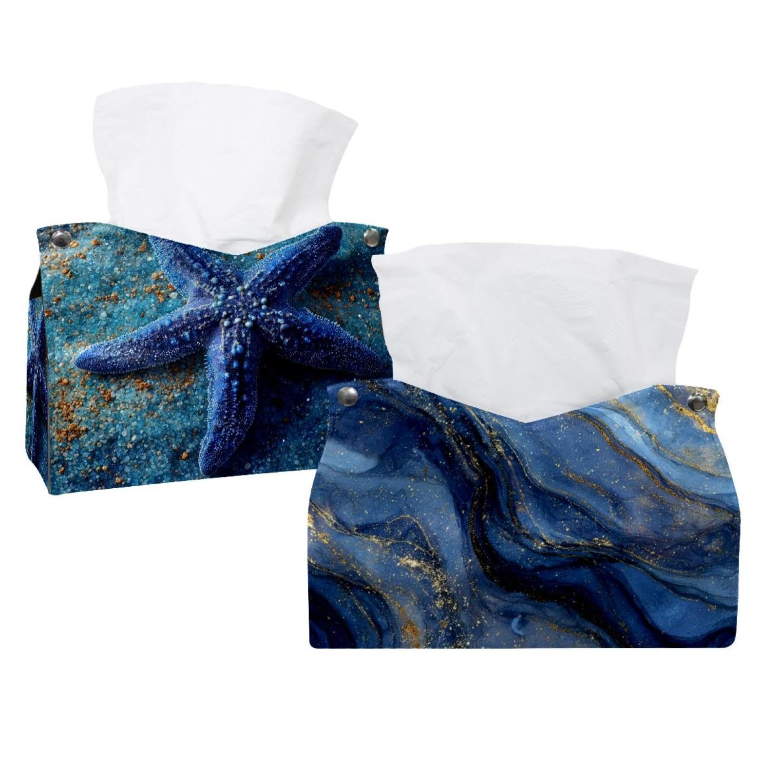 Housse de boîte à mouchoirs marbre bleu : masquez le carton et protégez vos mouchoirs