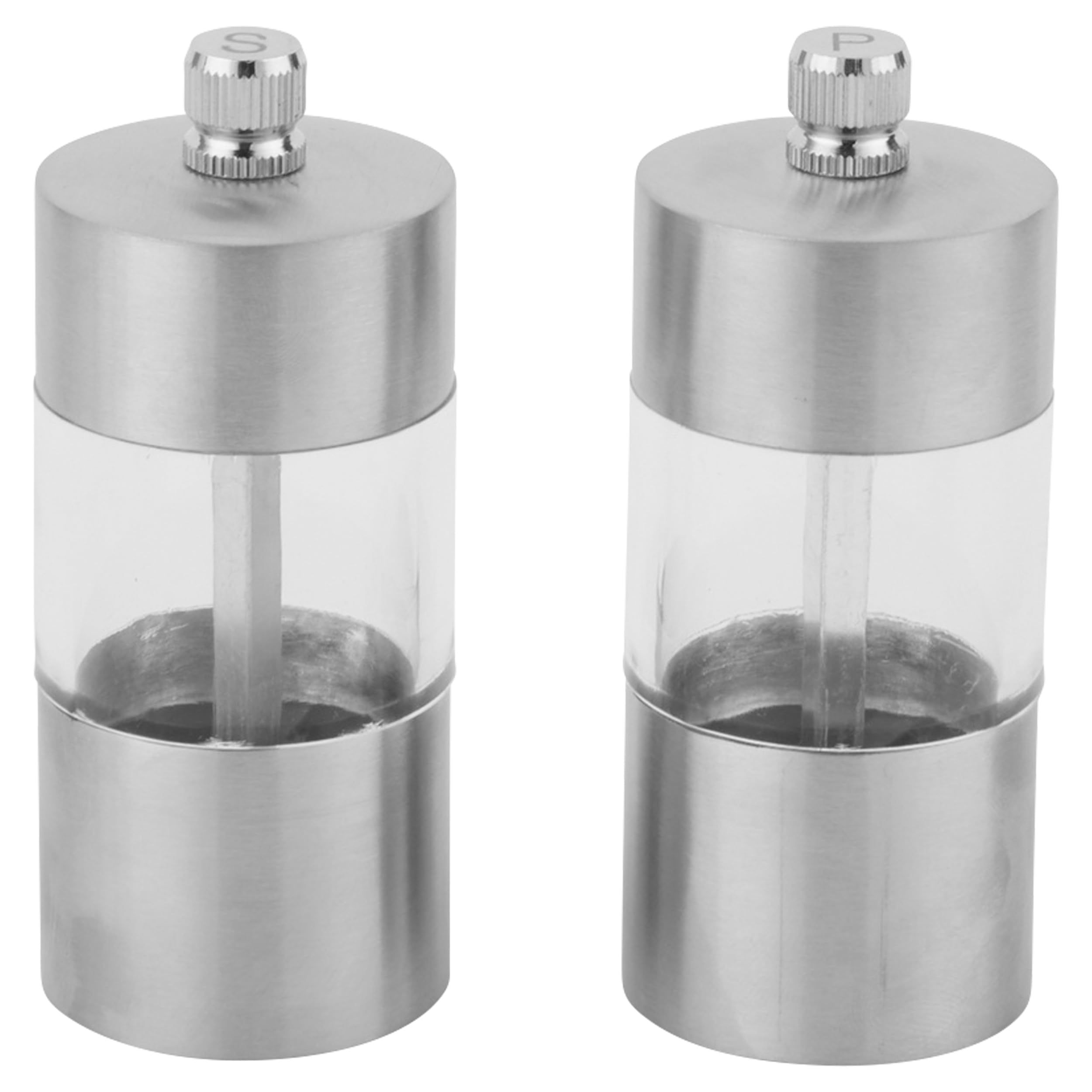 Salter Salt and Pepper Grinder Set – Mini Seasoning Mills, Peppercorn Kitchen Mill Set, Adjustable Ceramic Grinding Mechanism Coarse to Fine, Clear Acrylic Window, Manual Twist to Grind, Compact