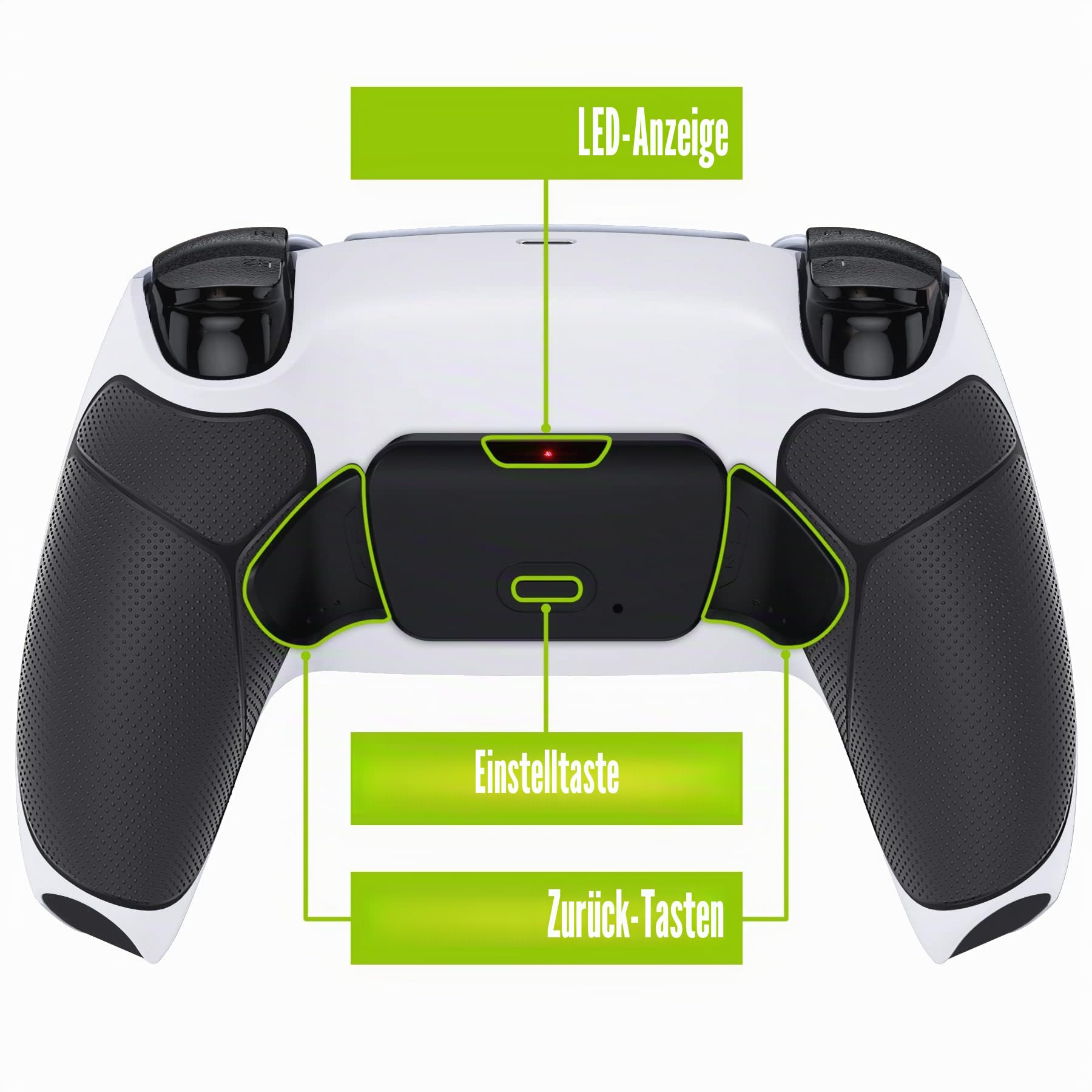 eXtremeRate Programmierbares Rise Remap Kit für ps5 Controller BDM-030/040/050, Remap Platine & Gummiert Griff Rücken Gehäuse/Case & Rise Rücktasten Paddles für ps5-Schwarz Weiß