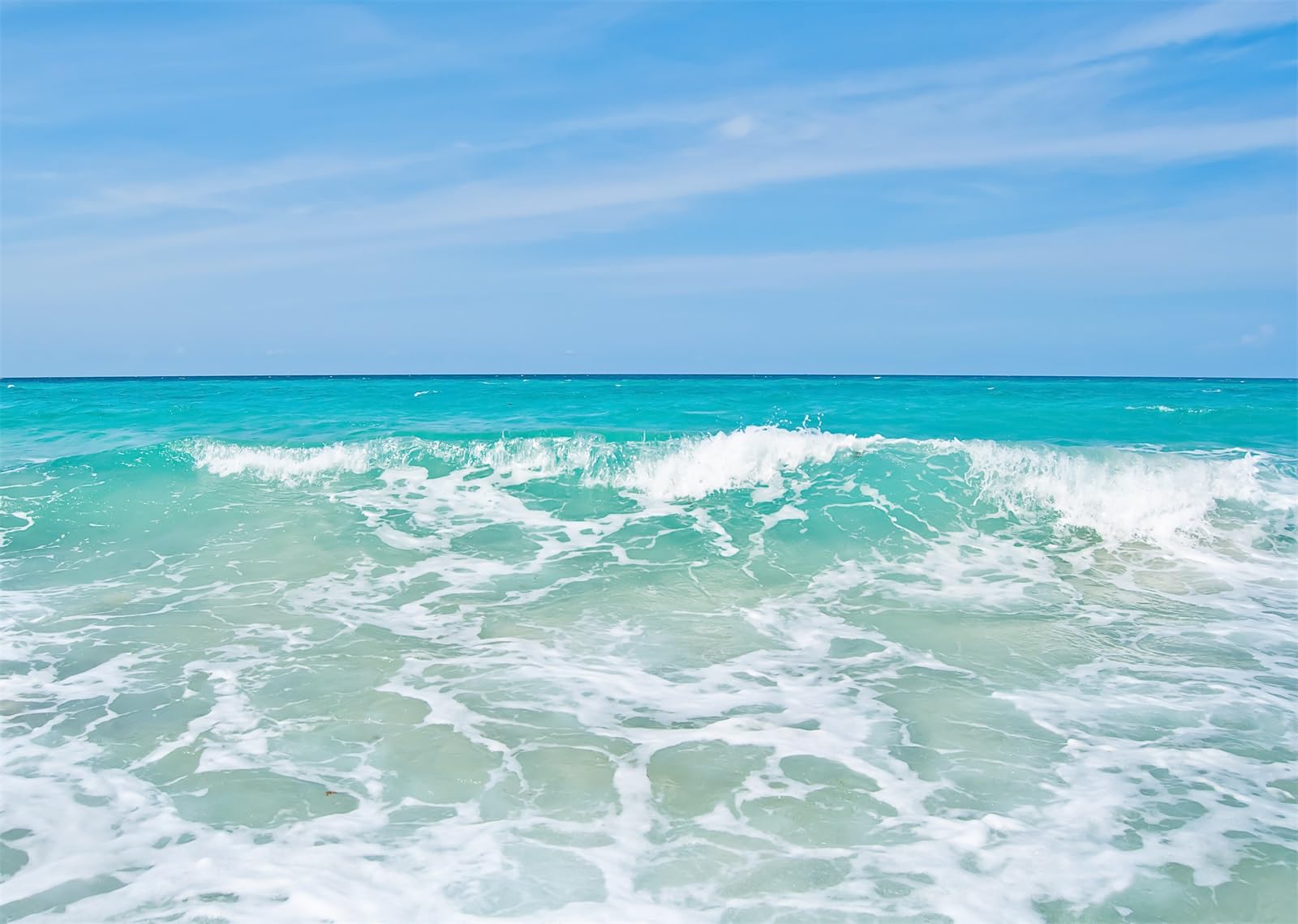 17x10ft Sfondo di mare Estate Mare Fotografia Sfondo Cielo blu Fondali paesaggi oceanici Sfondo di decorazioni per feste in spiaggia alle Hawaii Sfondo di foto di onde di acqua di mare