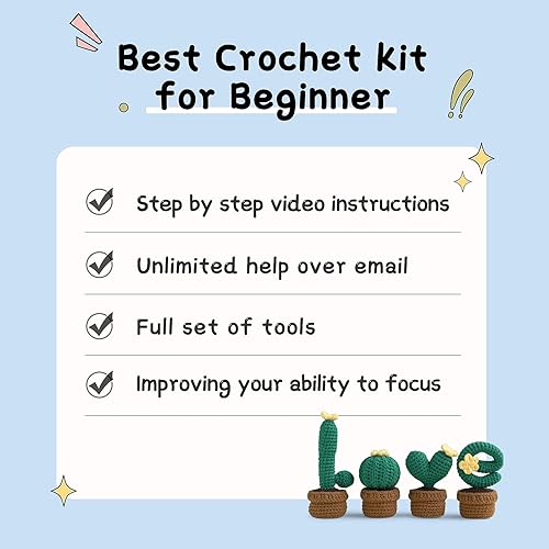 Miniatura 5 de ArwySciI Kit de ganchillo para principiantes, 4 kits en macetas con hilo, videos paso a paso, manualidades para adultos y niños, regalos para