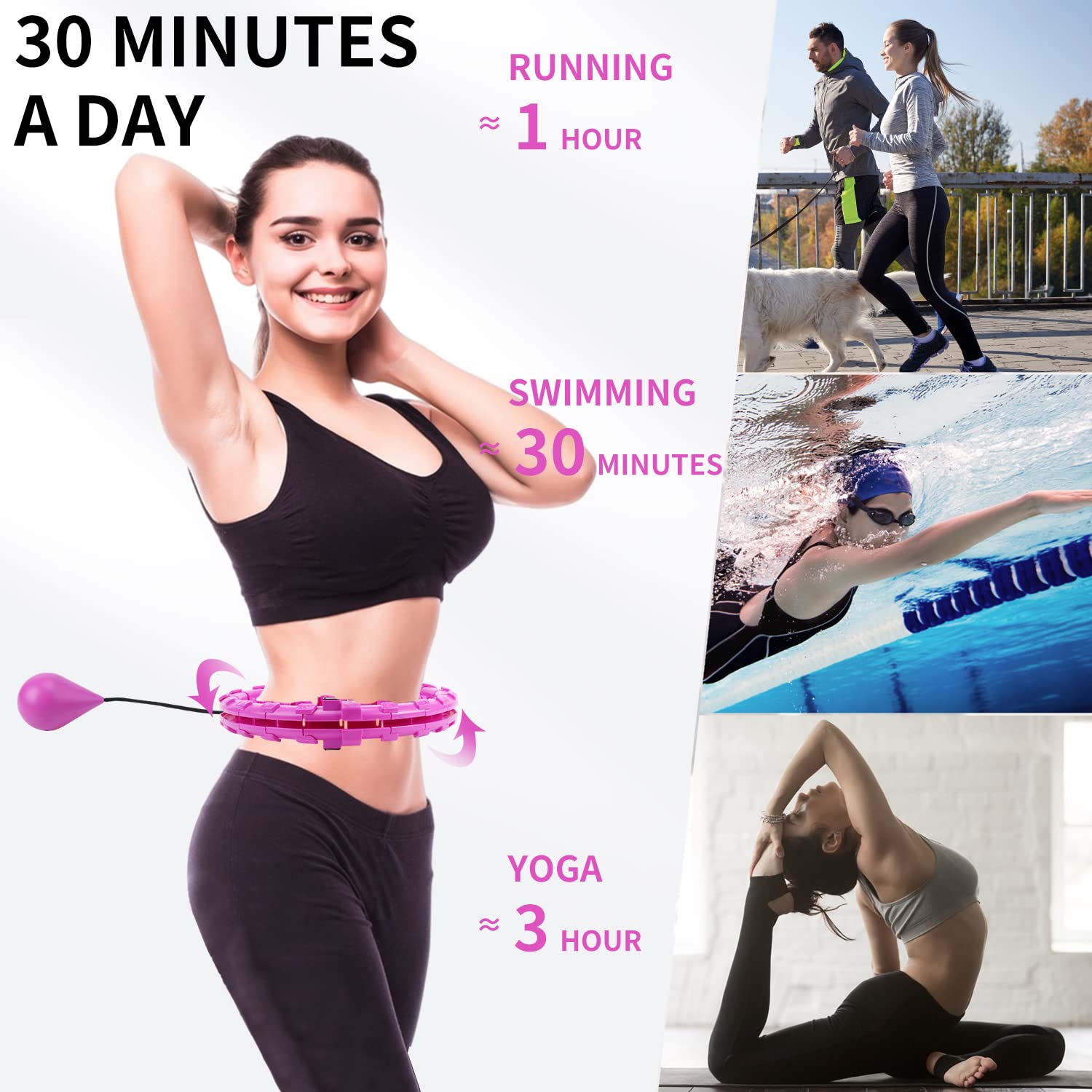 Hula Hoop Fitness 28 Pièces Réglable Amovibles Cerceau Fitness