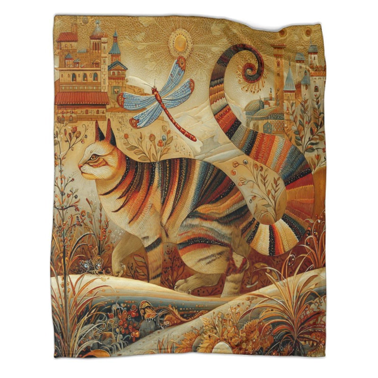 kaiyun Cats, Giant Dragonflies with Vibrant Colors Patterned Throw Warm for Camping Outdoor Lightweight for Sofa Bed 50x60inch(127x152cm)