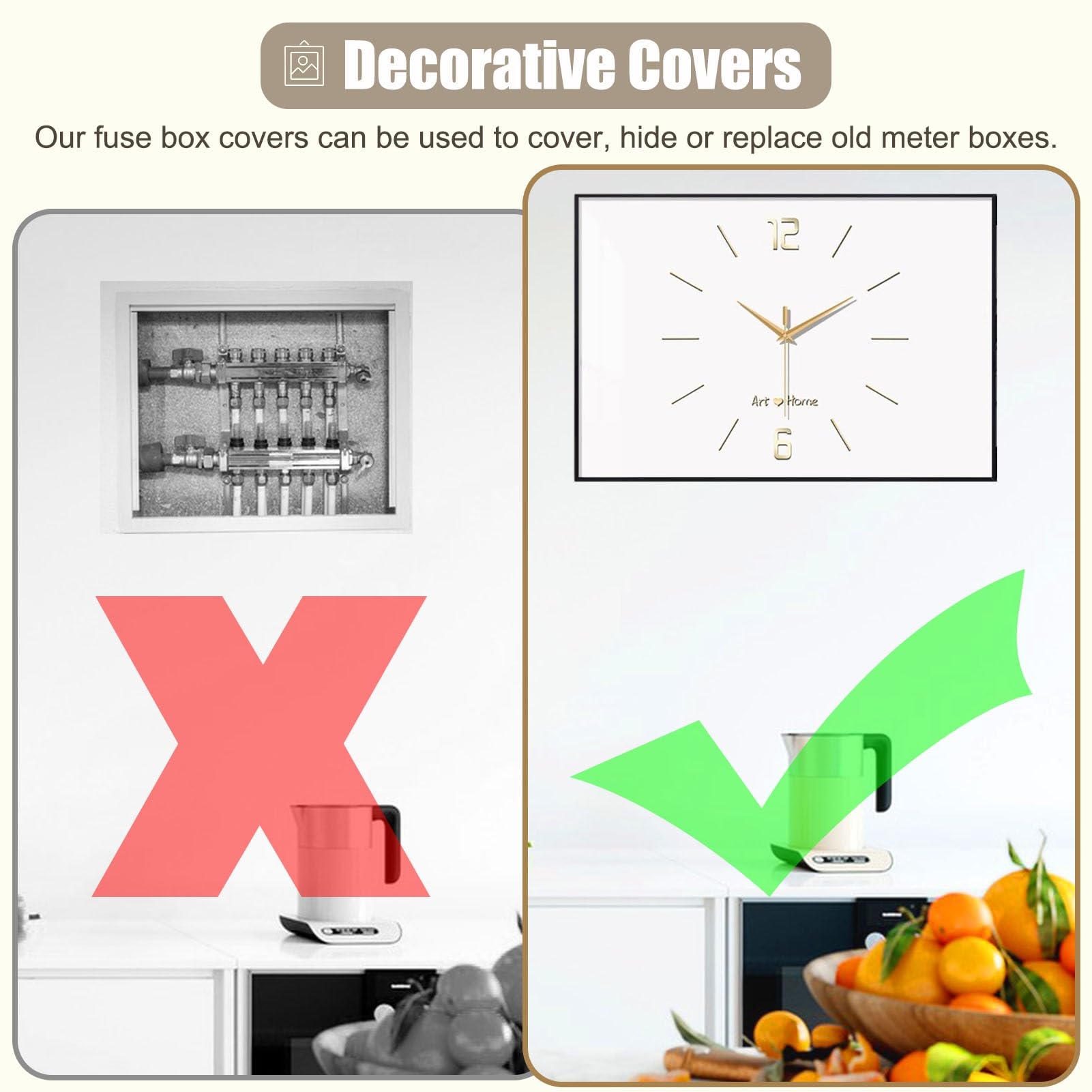 Copri Cassaforte a Muro Copertura Decorativa per Quadro Elettrico, per Nascondere la Scatola del Contatore, Copertura Orizzontale per Quadro Elettrico, Coperchio(Green,50x40cm(19 3/4x15 3/4"))