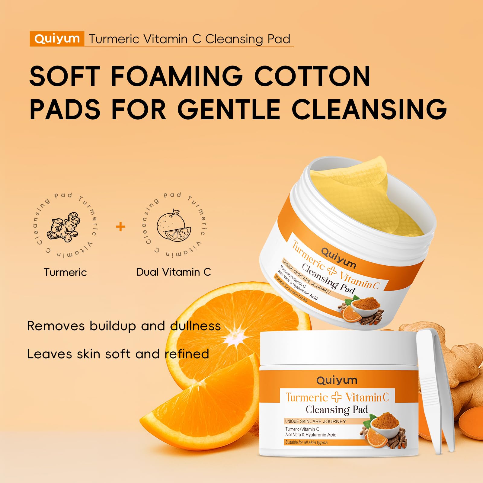 QUIYUM Kit Skincare Viso Curcuma e Vitamina C – Set Regalo 14 Pezzi per Donna, Detergente Schiuma Profonda, Controllo Sebo, Idratazione e SPF 50+