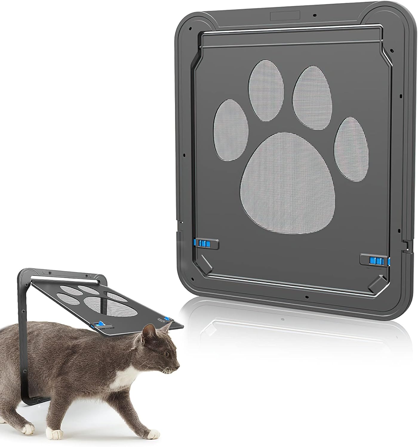 Pet Screen Door, Cat Door for Screen Door, Inside Size 8x10x0.4 inch, Lockable Pet Door for