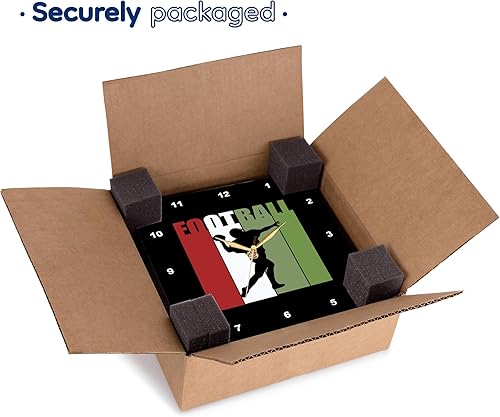 Miniatura 7 de 3dRose, Football Text. Players Silhouette. Retro Design on Black Gift, Charm, 10x10 Wall Clock