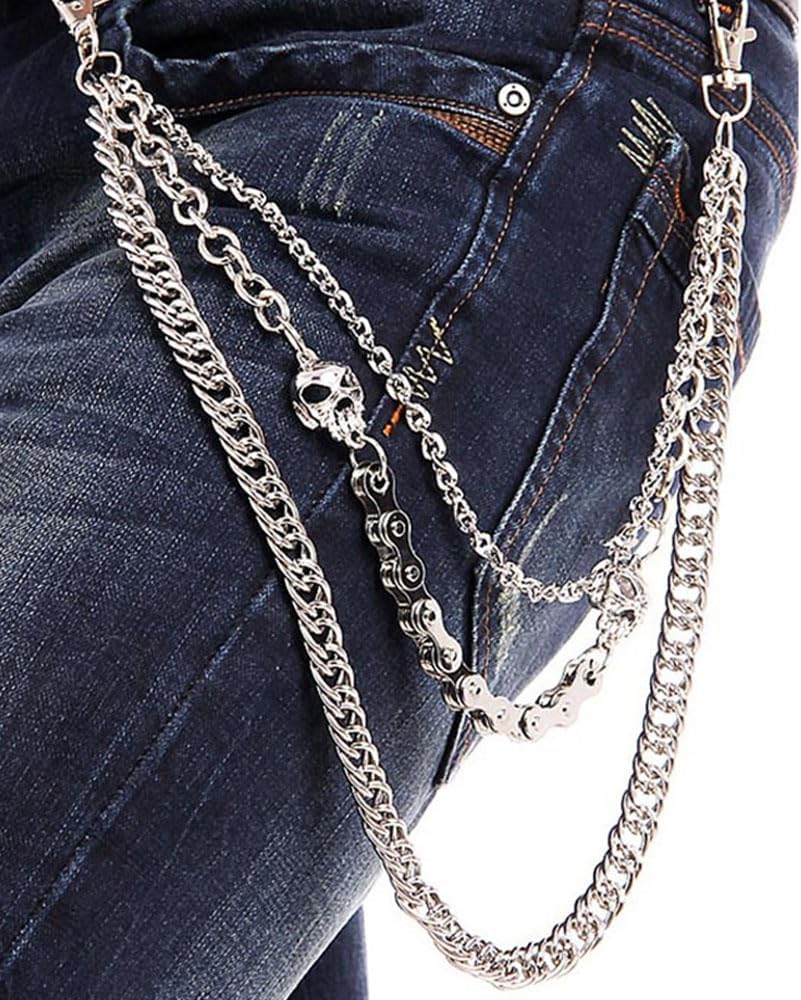 BOMPOW Trouser Keychain for Halloween Costumes Wallet Key Chains Gothic Rock Chain