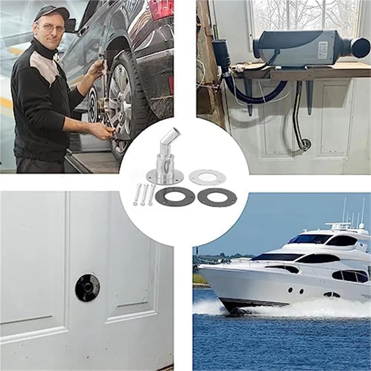 Thru Hull Fitting Stainless Steel Thru Hull Exhaust Fittings For Tube Pipe Socket Hardware Parking Heaters Truck Boat For Boats(Straight)