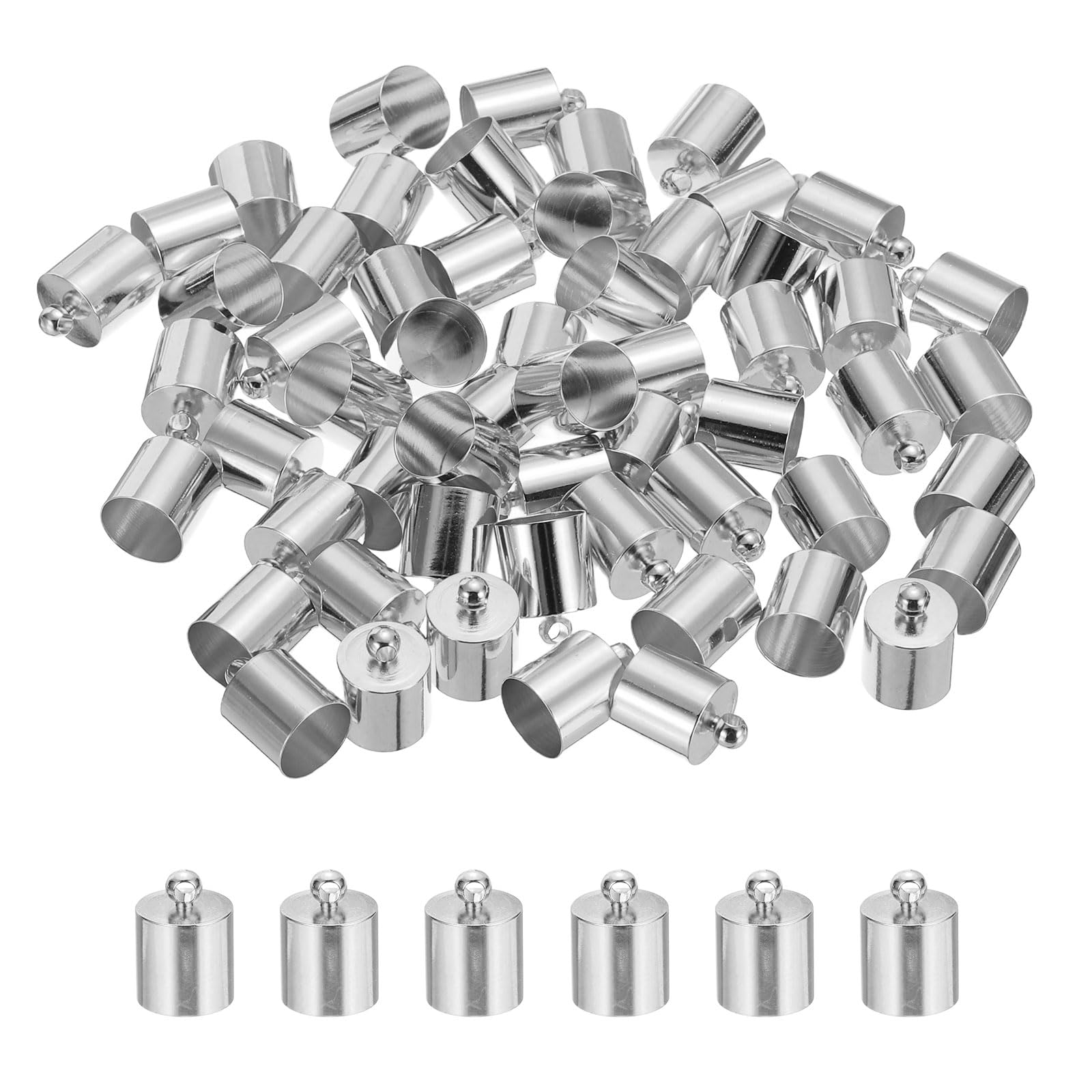M METERXITY 50-Pack Tassel Cord End Caps 10mm ID Light Silver