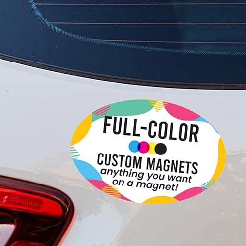 Magnet Me Up Imán personalizado para automóvil, ovalado de 4 x 6 pulgadas, imán personalizable para negocios, publicidad, uso personal, regalos,