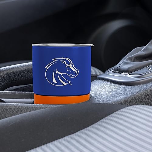 Miniatura 405 de Rico Industries NCAA Miami of Ohio Redhawks - Vaso de cerámica de 16 onzas con agarre de silicona, grabado láser profundo, diseño de color negro