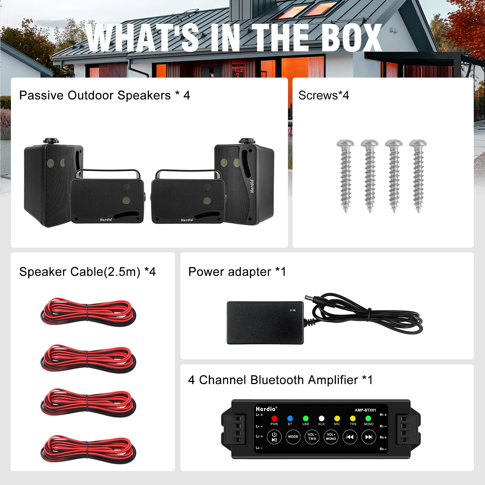 Herdio 3,5 Zoll Bluetooth Outdoor-Lautsprecher 400W 3 Wege Meereslautsprecher wasserdichte wetterfeste Hochleistungen für die Innengarten im Freien im Freien in der Innenboot (2 Paar, schwarz)