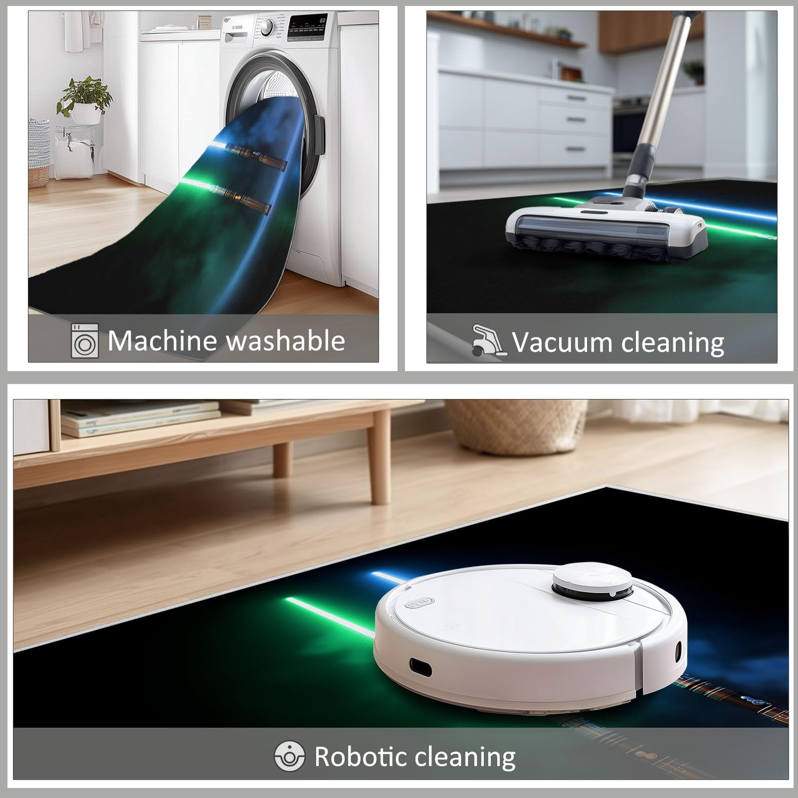 Gaming Teppich für Jungenzimmer 120x170cm Minimalismus Fantasie Lichtschwert, Rutschfester Waschbarer Kurzflor Schwarz Teppich für Gaming Setup Spielzimmer, Weiches Flanell Dekor für Kinder Teenager