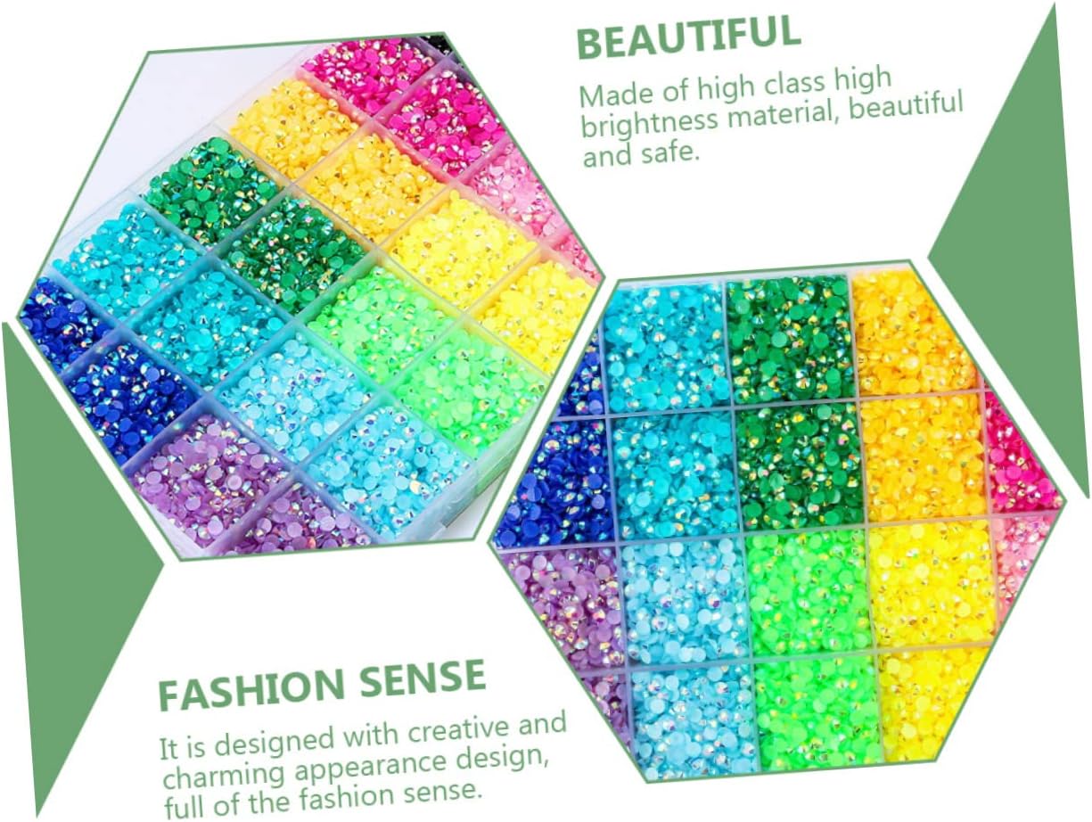 24-Piece Colorful Nail Rhinestones Set Flatback Resin Gems for DIY Nail Art Easy to Use Decor for Manicure Enthusiasts Suitable for Crafting and Designs