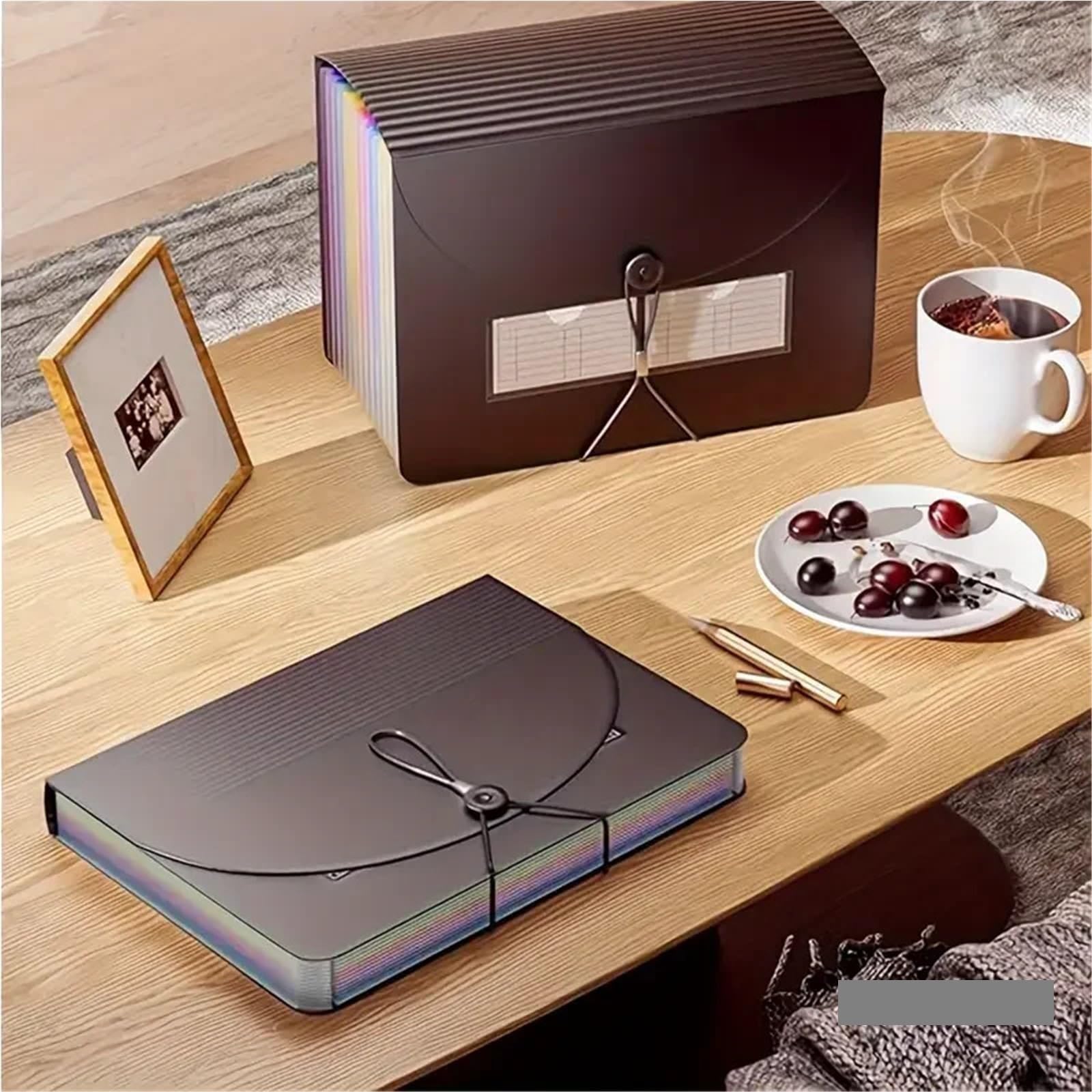 Organizador de carpetas archivos 2 piezas con 25 bolsillos, caja archivo plástico expandible, carpeta for suministros arte, multiusos Para Oficina Escuela