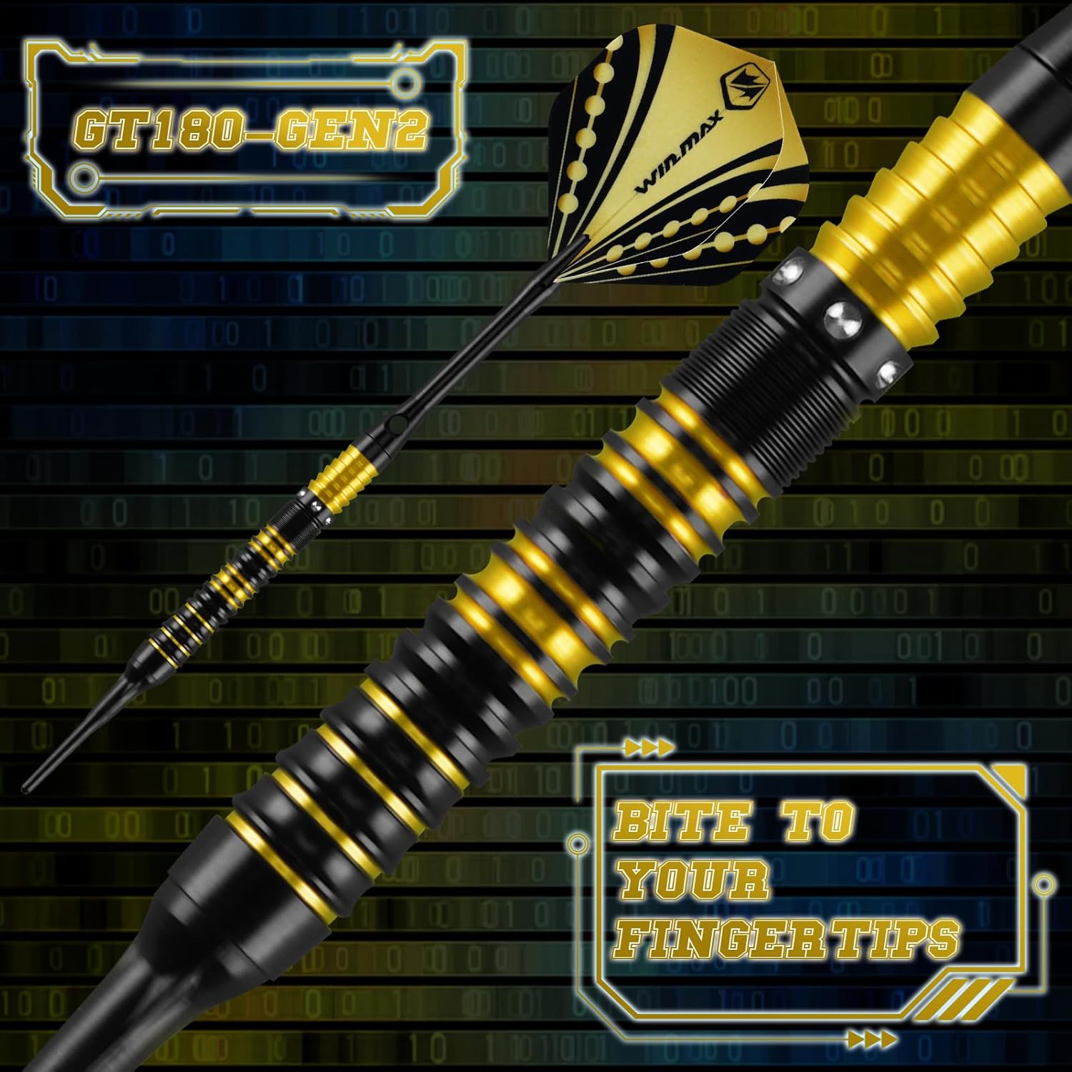 WIN.MAX Darts Soft Tip Set - 90% Tungsten Soft Tip Darts Set Professional 18 Grams Soft Darts Pro Dart Set with Extra 3 Flights
