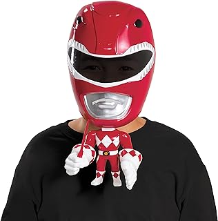 Red Ranger Mask, Official Mighty Morphin Power Rangers Mega Mask Costume Accessory, Child Size Costume Mask with Moving Parts