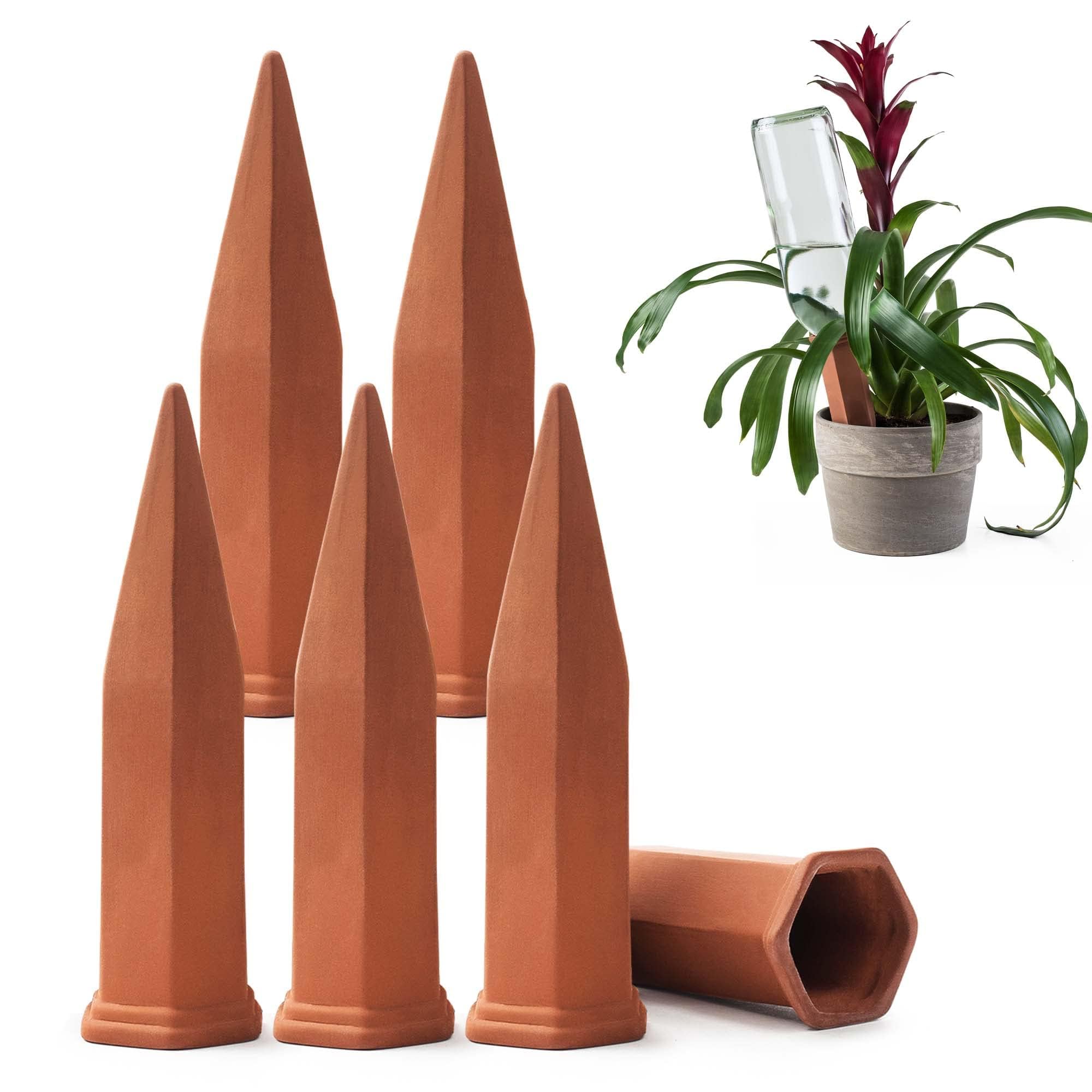 Modern Innovations Ceramic Terracotta Self Watering Spikes (6 Pack) Vacation Automatic Plant Waterer Devices, Indoor/Outdoor Planter Insert,