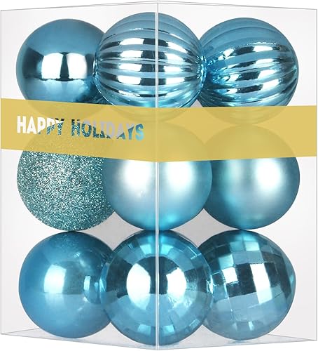 Vista 149 de GameXcel 18 Esferas Navideñas para Árbol de Navidad - Decoraciones de Árbol de Navidad Irrompibles Bola Colgante Mediana Azul Cielo 2.5 pulgadas x