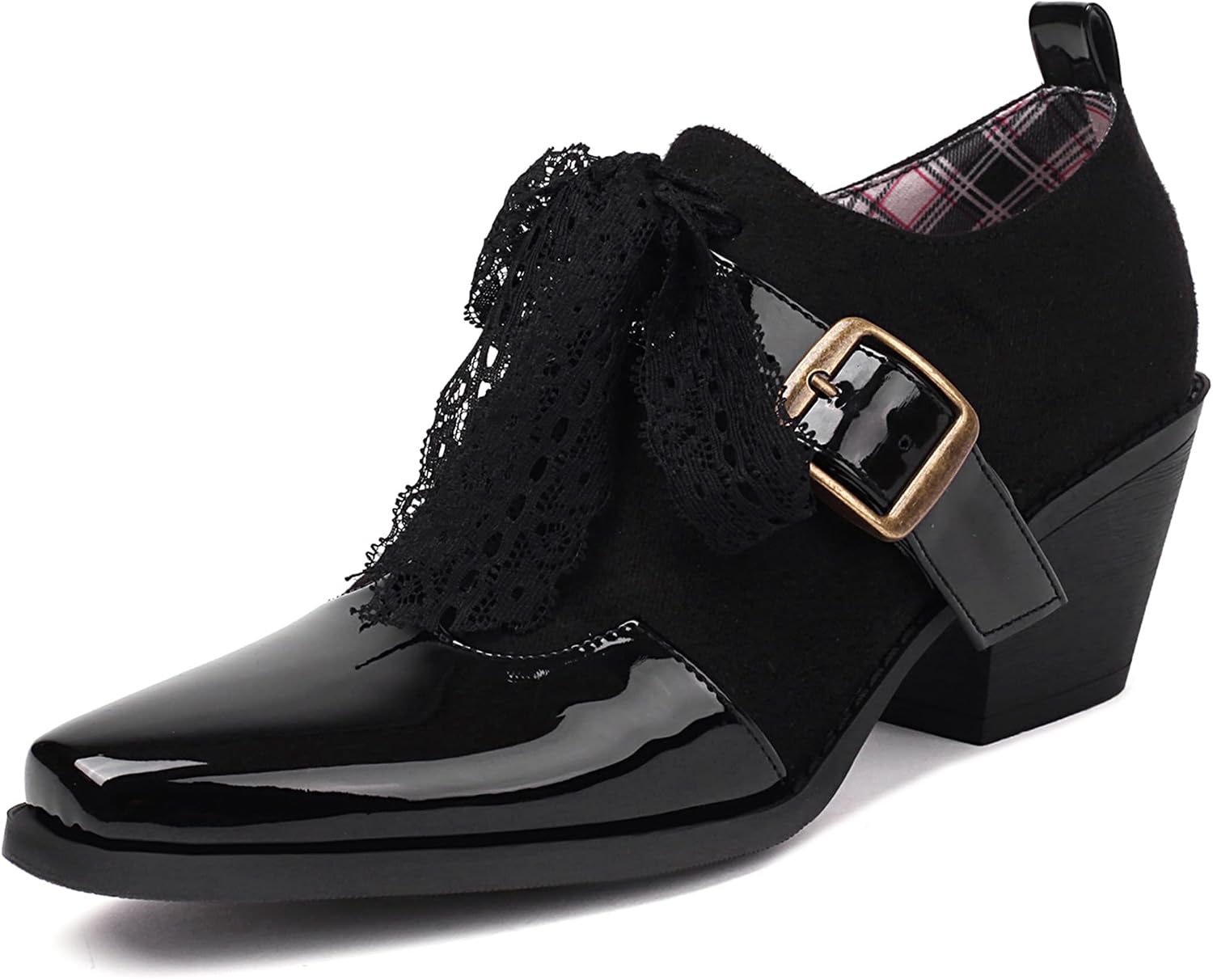 Lace Up Oxford Brogue Women Block Heel Derbies