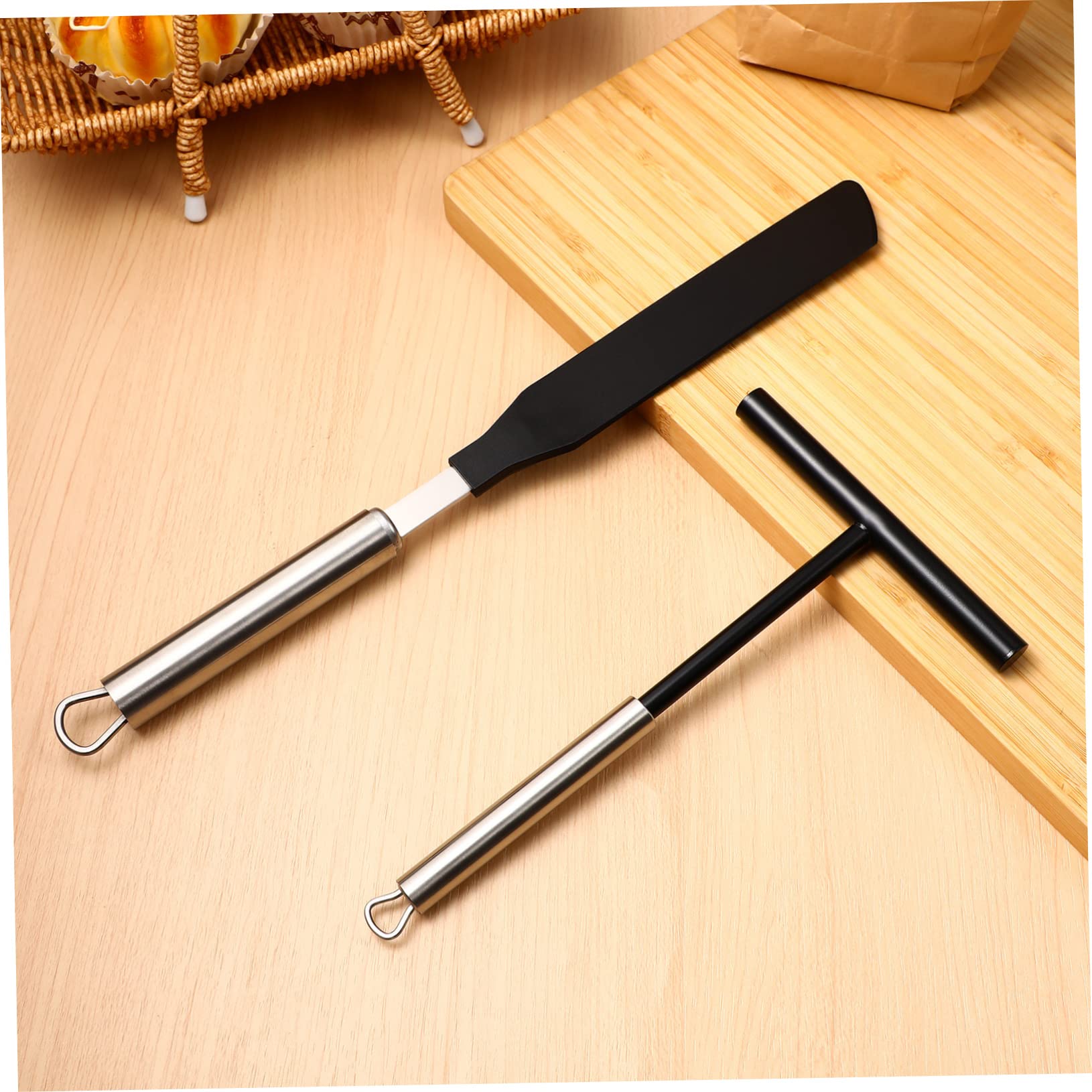 COLLBATH Espátula para Panqueques y Crema de Pasteles de Acero Inoxidable Nylon, Set Práctico y Seguro para Uso en Panadería y Hogar