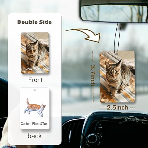 Miniatura 2 de Accesorios de decoración personalizados para colgar en el automóvil, adorno de ambientador de coche con imagen personalizada de doble cara, dijes de