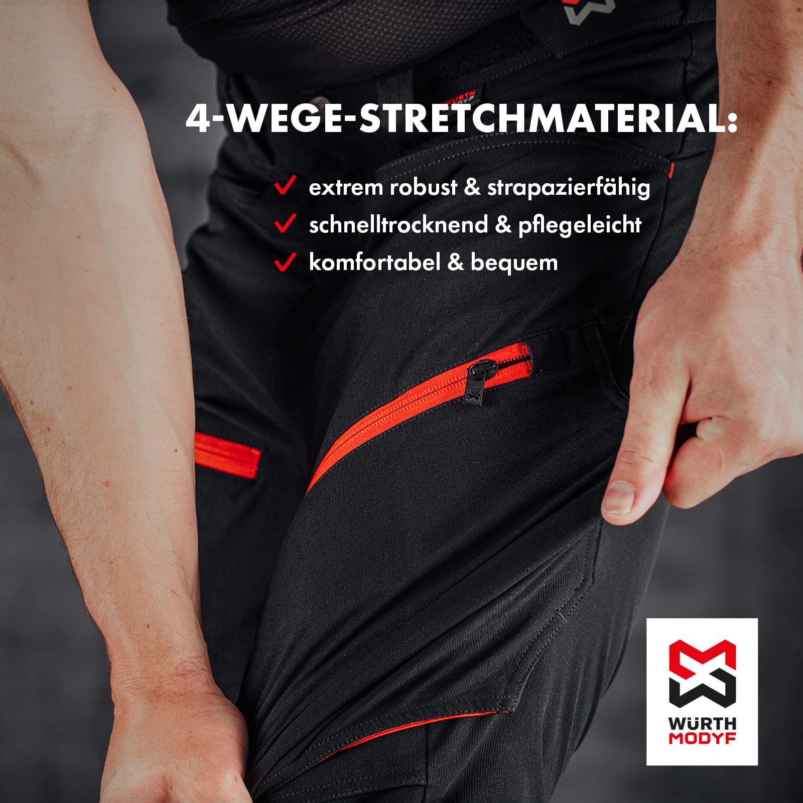 WÜRTH MODYF Bundhose Performance - professionelle Arbeitshose für Herren - Bundhose mit Reflektoren - in den Größen 44-64 in Anthrazit/gelb und weiteren Farben