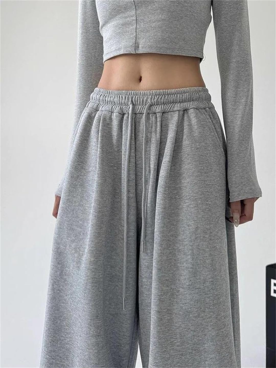Women Wide Leg Sweatpants Baggy Oversize Sports Pants High Waist Drawstring Casual Joggers