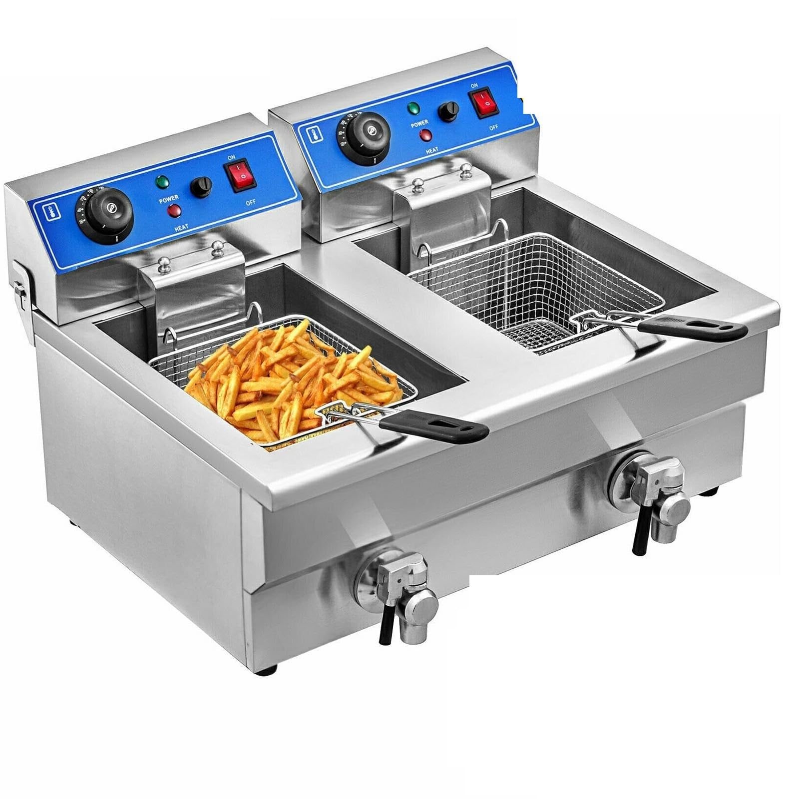Frytkownice, 12L 20L Elektryczne frytownice Podwójne zbiorniki do restauracji typu Fast Food lub pikniku na kempingu Smażony kurczak Frytki smażenia(Type D (20L))